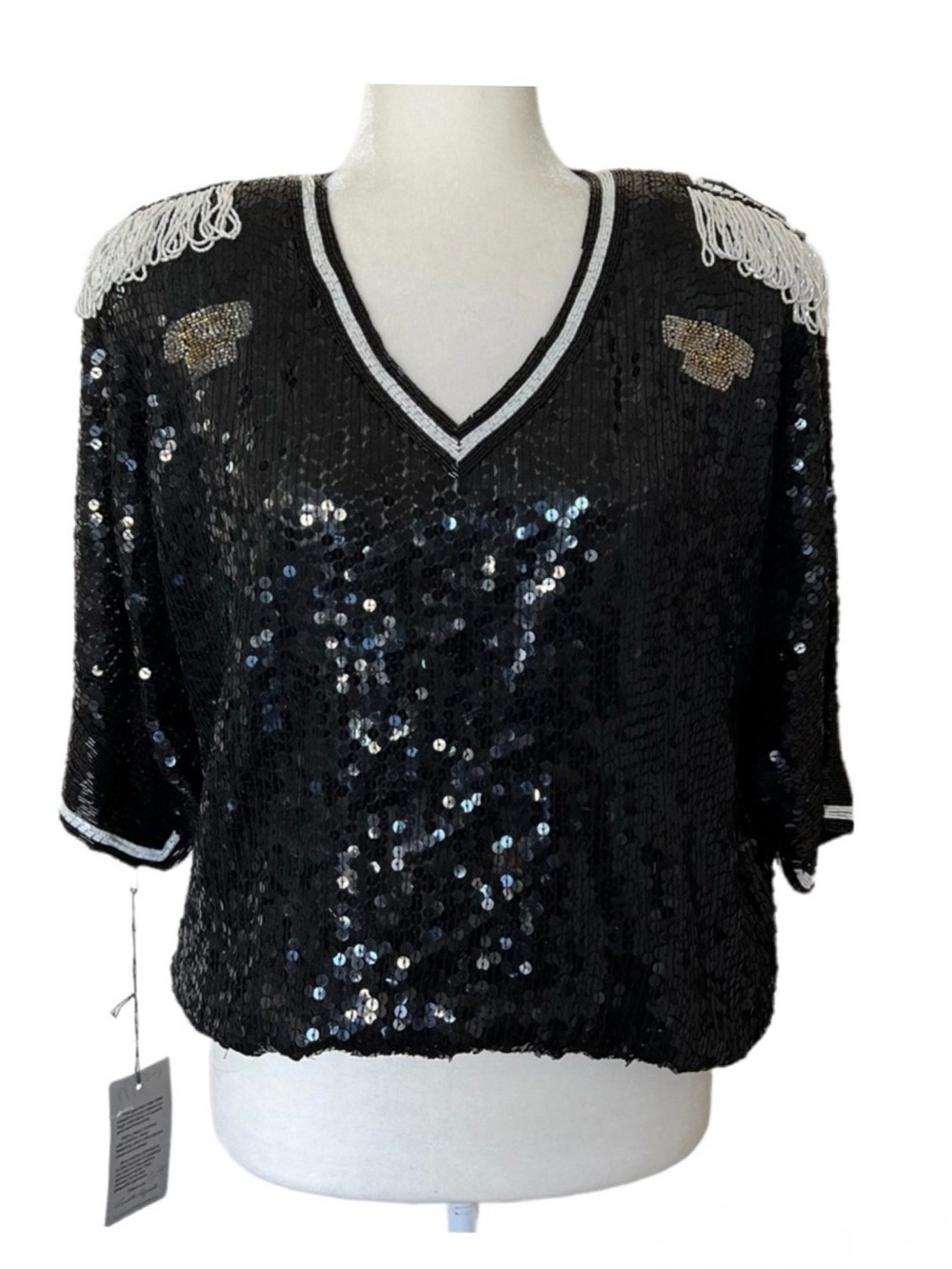 Rare Vintage 80s Concetta Rafanello for St Martin Designer 1985 Sequined Top NWT